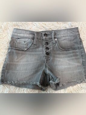 Mossimo Supply Co. Gray Distressed Button-Fly Jean Shorts